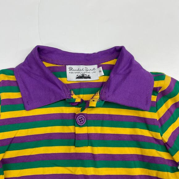 NWT Blended Spirit Size 7 Mardi Gras Striped Shirt - Picture 3 of 4